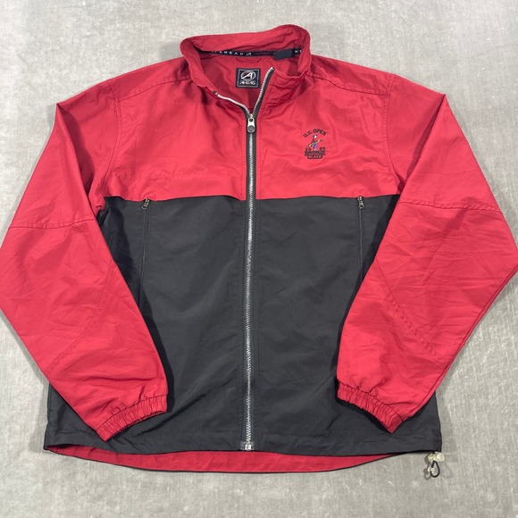 U.S. Open 2009 Bethpage Mens Medium Red Black Golf Full Zip Windbreaker Jacket - Picture 1 of 8